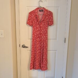 Reformation Jenna Red Floral Midi Dress